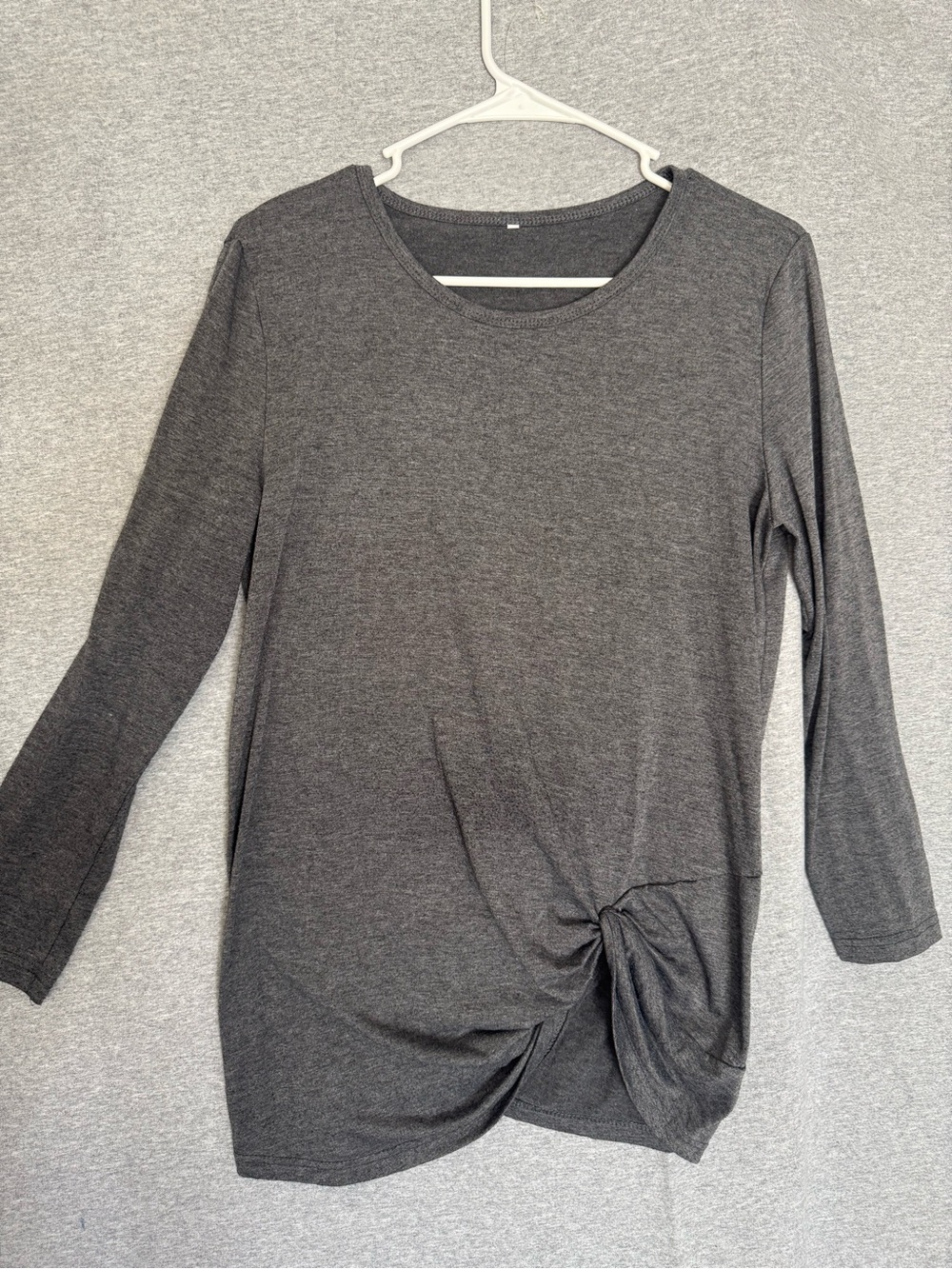 Lot of 2 Women's Charcoal and Burgundy Long-Sleeve Knot Front Top